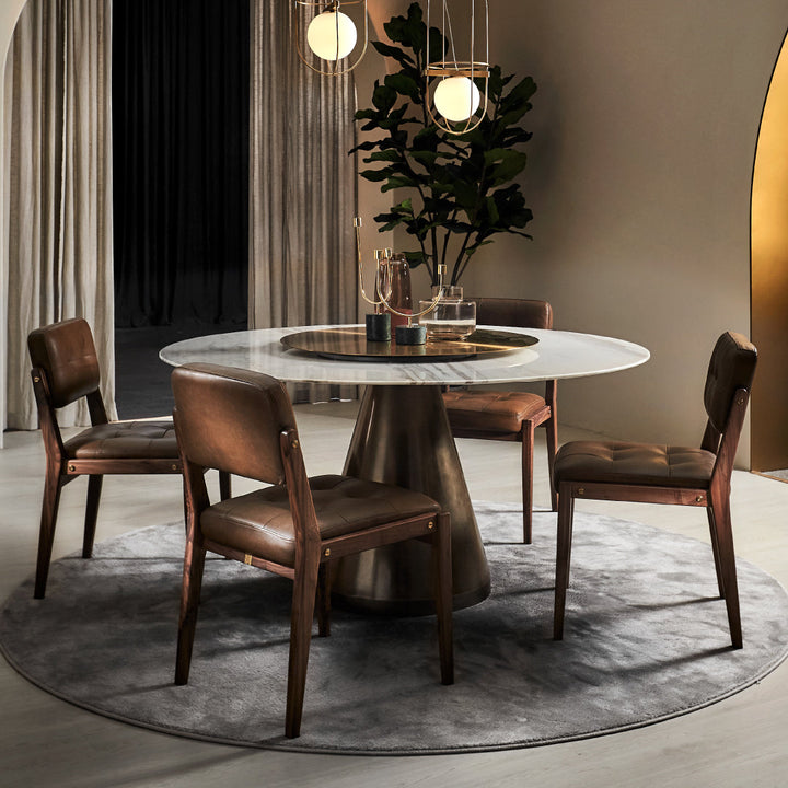 Cone Marble-Top Dining Table Round